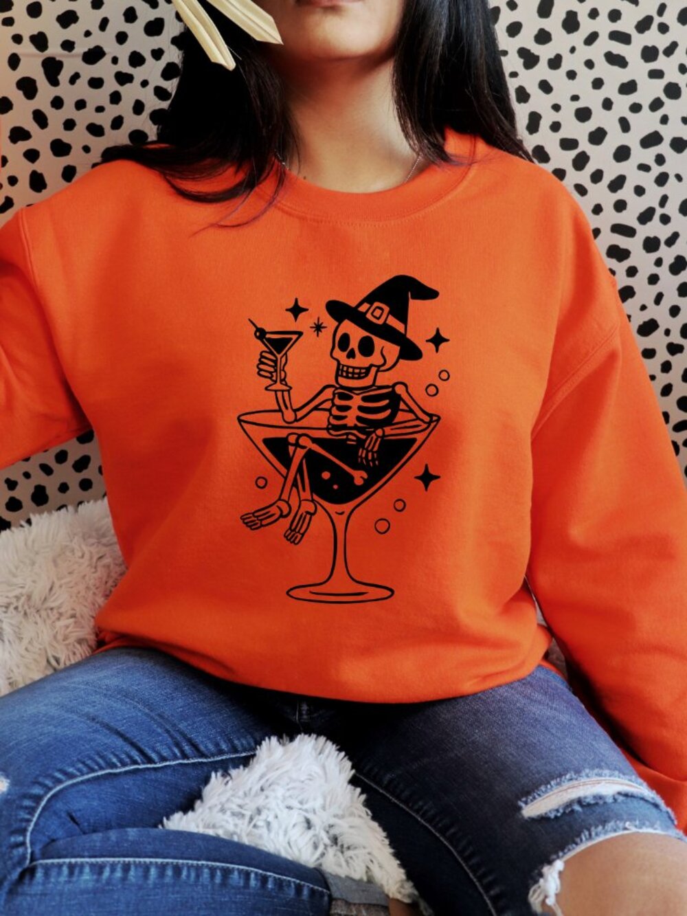 Martini Skeleton Handmade Sweatshirt